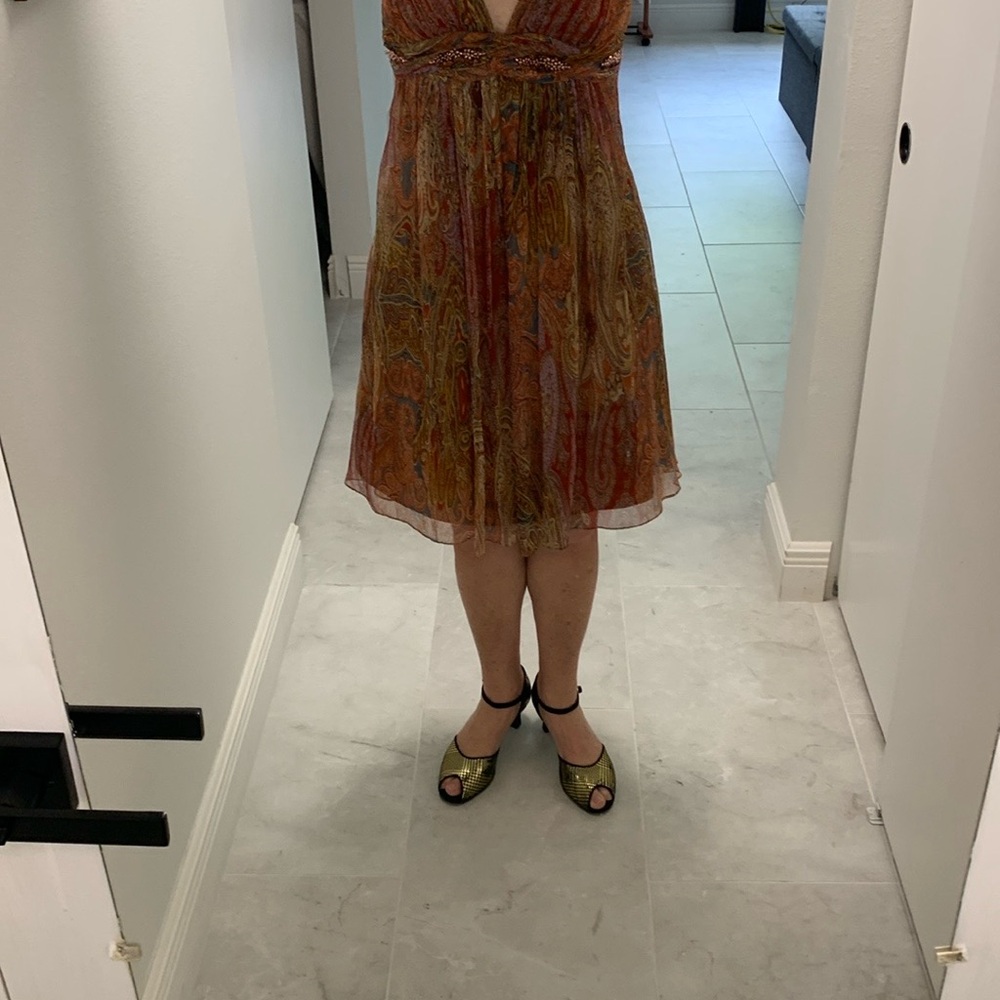 Niteline Orange Sleeveless Plunge Sundress